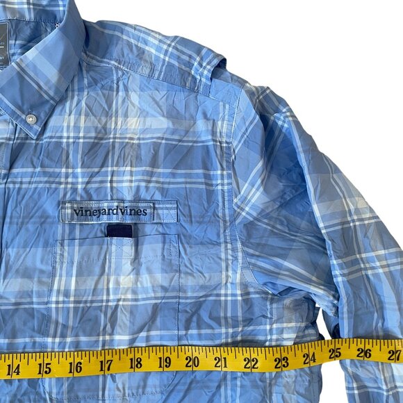 Vineyard Vines Harbor Shirt Men's Size XL Blue Plaid Fishing Boating Ventilated - Picture 3 of 5